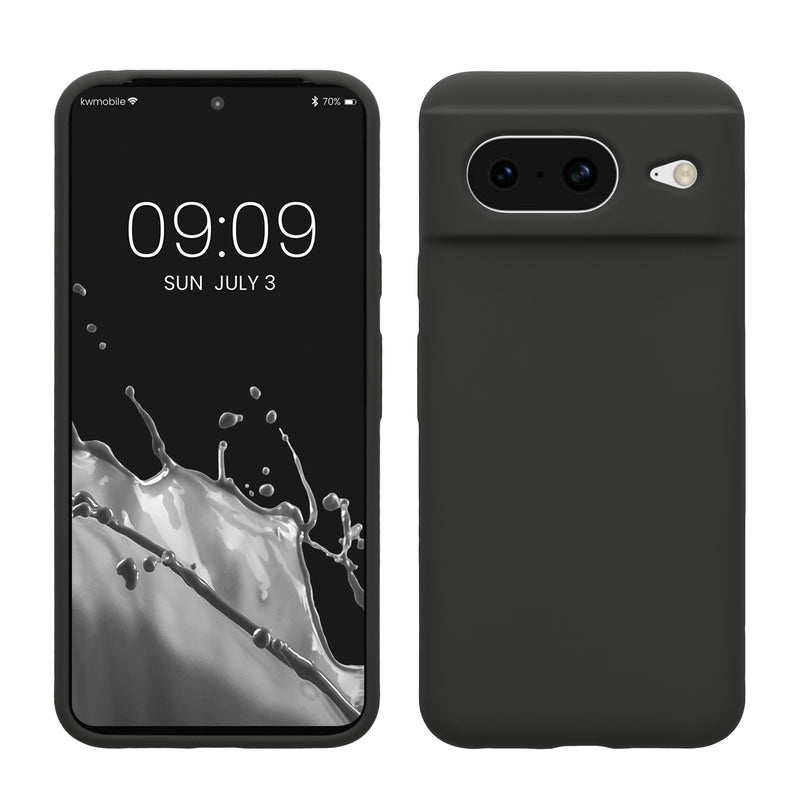 kwmobile Handyhülle für Google Pixel 8 Hülle, für Pixel 8 Case - Hülle Silikon - kabelloses Laden - Schwarz matt Schwarz matt  