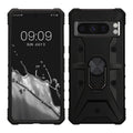 kwmobile Handyhülle kompatibel mit Google Pixel 8 Pro - stoßfeste Hülle mit Eckenschutz - Shockproof Hülle mit Fingerring aus Metall - Schwarz Schwarz  