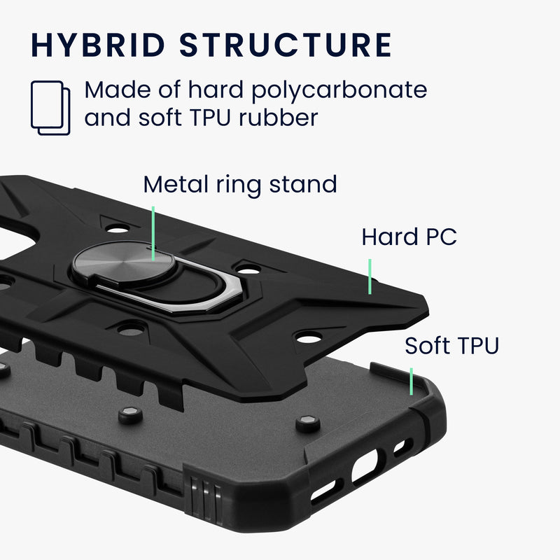 kwmobile Handyhülle kompatibel mit Google Pixel 8 Pro - stoßfeste Hülle mit Eckenschutz - Shockproof Hülle mit Fingerring aus Metall