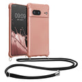kwmobile Necklace Case kompatibel mit Google Pixel 7 Hülle - Cover mit Kordel zum Umhängen - Silikon Schutzhülle Metallic Rosegold Metallic Rosegold  