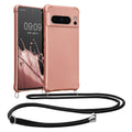 kwmobile Necklace Case kompatibel mit Google Pixel 8 Pro Hülle - Cover mit Kordel zum Umhängen - Silikon Schutzhülle Metallic Rosegold Metallic Rosegold  
