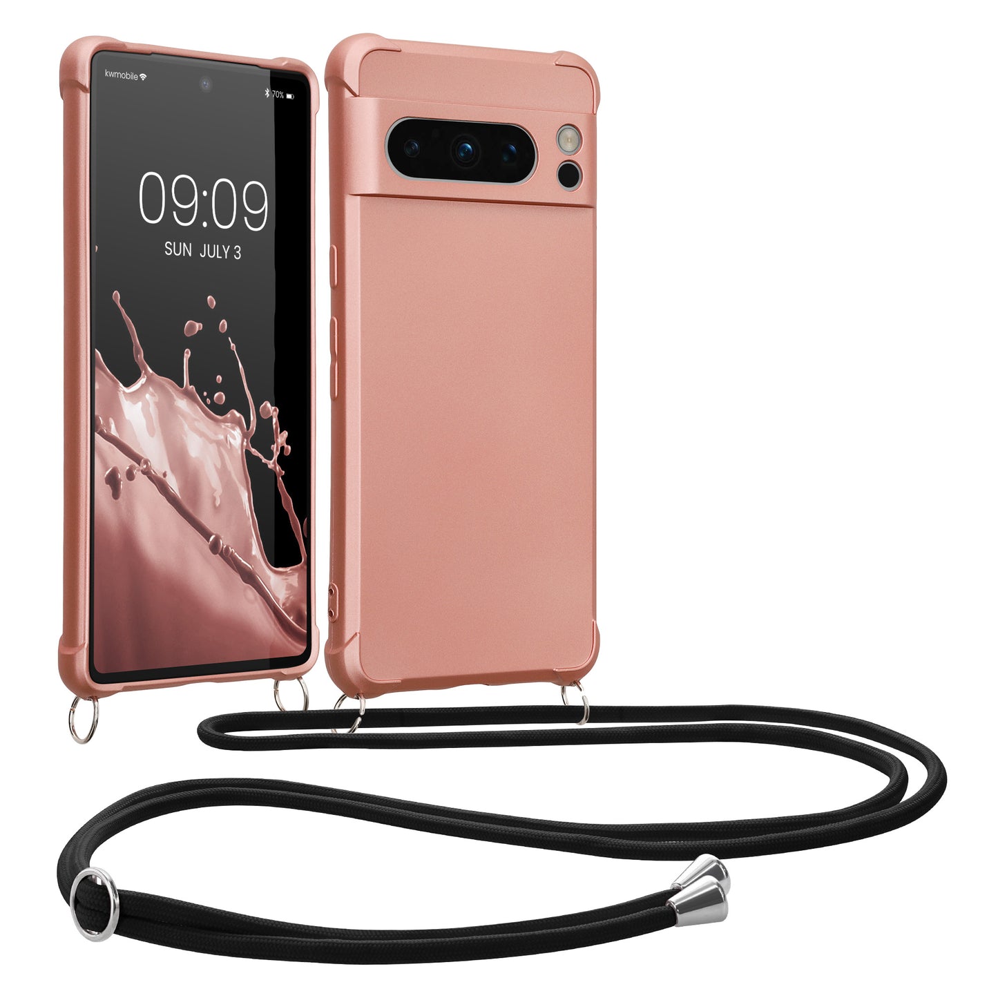kwmobile Necklace Case kompatibel mit Google Pixel 8 Pro Hülle - Cover mit Kordel zum Umhängen - Silikon Schutzhülle