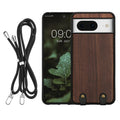 kwmobile Necklace Case kompatibel mit Google Pixel 8 Hülle - Holz TPU Cover mit Handykette - Band Handyhülle Dunkelbraun Dunkelbraun  