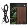 kwmobile Necklace Case kompatibel mit Google Pixel 6a Hülle - Holz TPU Cover mit Handykette - Band Handyhülle Dunkelbraun Dunkelbraun  