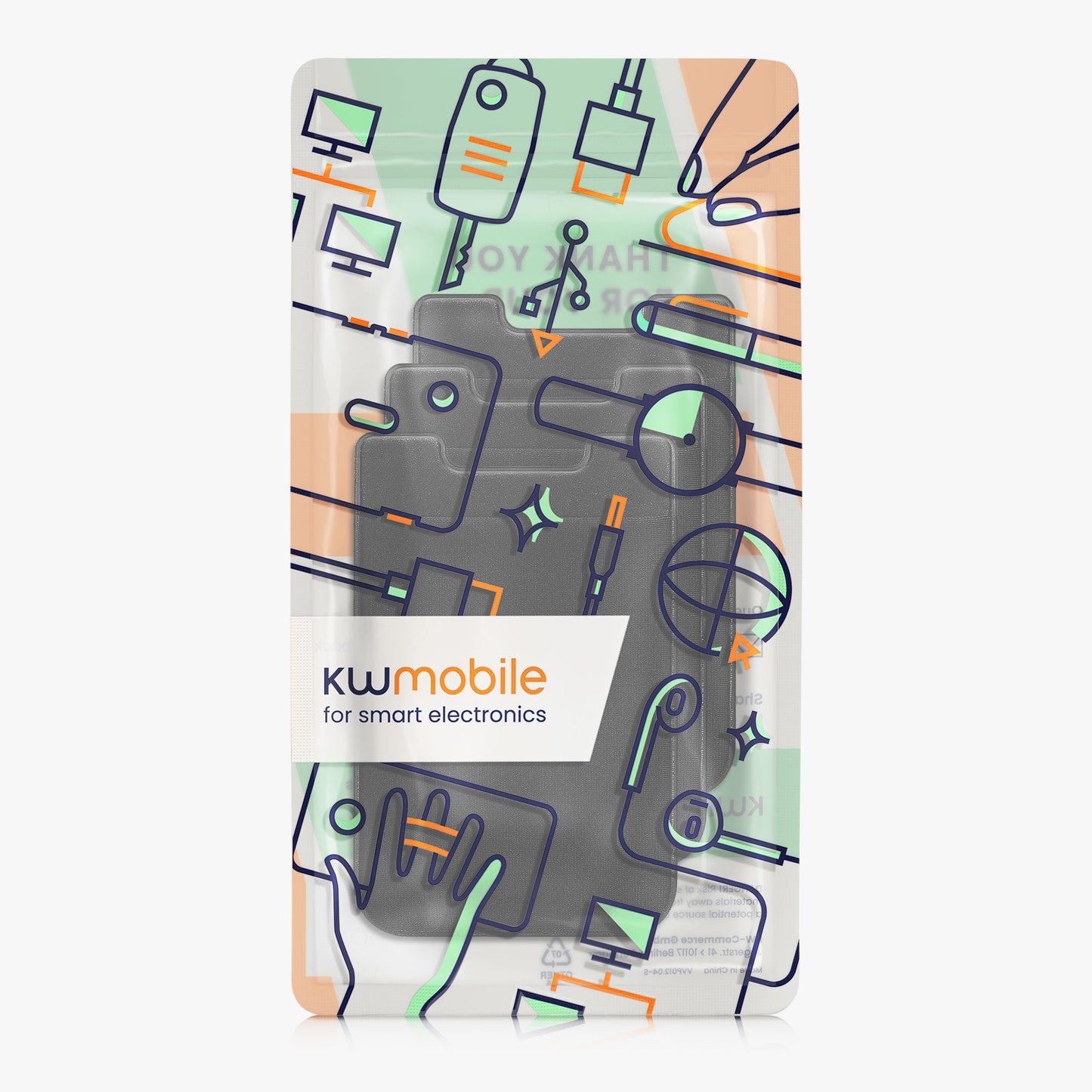 kwmobile Stick-on Kartenhalter für Kreditkarten - Stoff Halter - 5,7 x 8,9 cm - Wallet mit Platz für bis zu 5 Karten oder Scheine