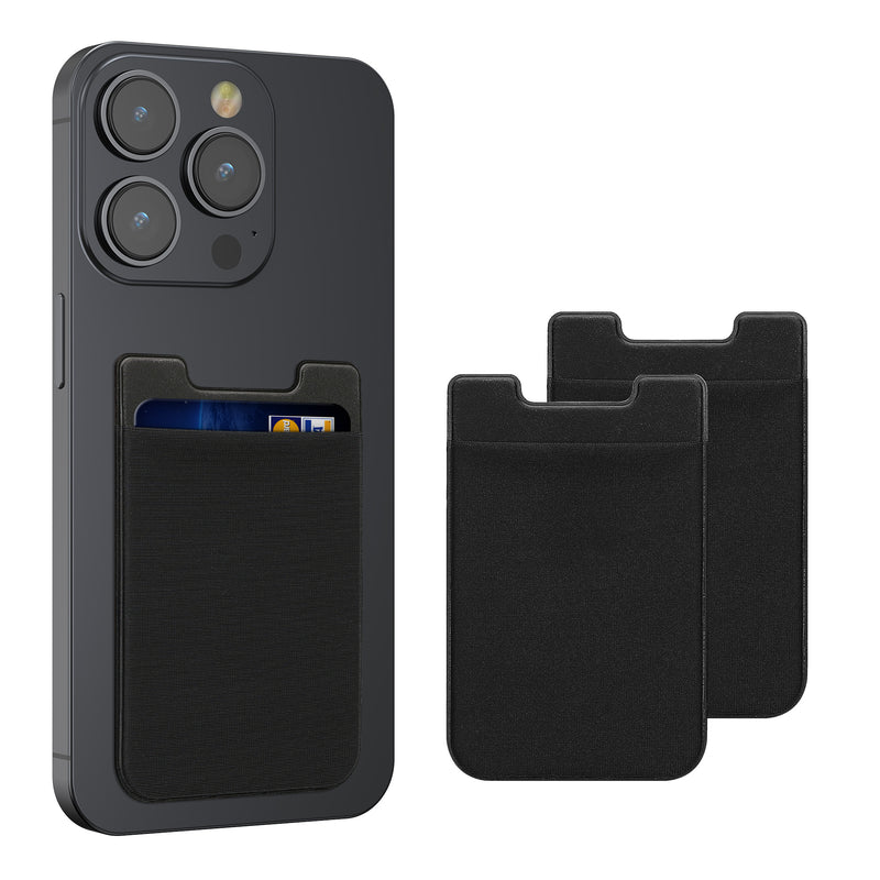 kwmobile 3x Stick-on Kartenhalter für Kreditkarten - Stoff Halter - 5,7 x 8,9 cm - Wallet mit Platz für bis zu 5 Karten oder Scheine - Schwarz Schwarz Schwarz Schwarz  [dsg01]