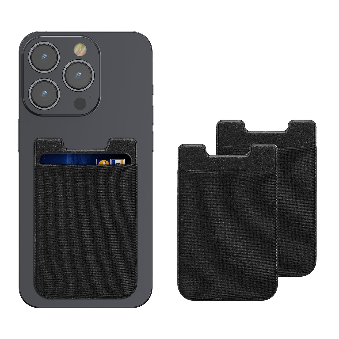 kwmobile Stick-on Kartenhalter für Kreditkarten - Stoff Halter - 5,7 x 8,9 cm - Wallet mit Platz für bis zu 5 Karten oder Scheine