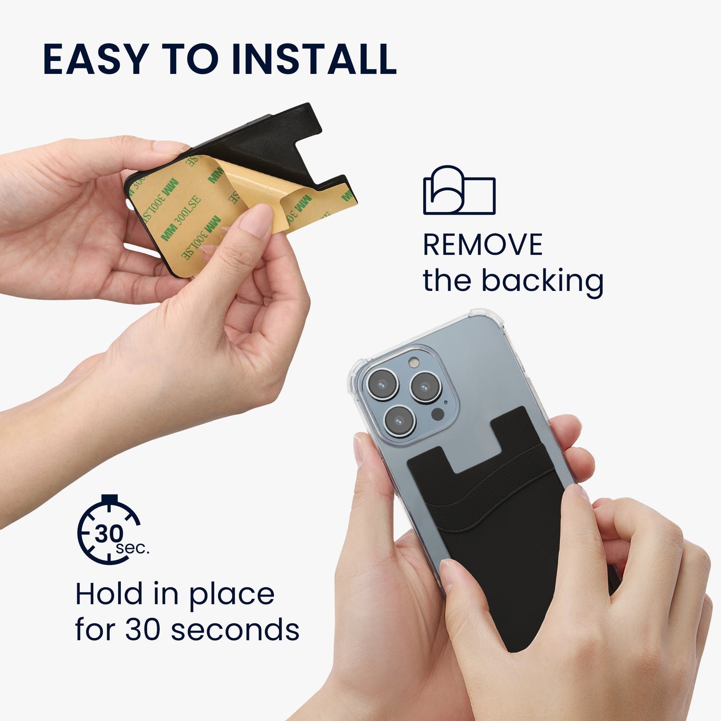 kwmobile 3x Stick-on Kartenhalter für Kreditkarten - Halter - 5,7 x 9,8 cm - für bis zu 4 Karten oder Bargeld - Wallet