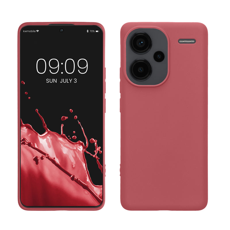 kwmobile Hülle kompatibel mit Xiaomi Redmi Note 13 Pro+ 5G / Redmi Note 13 Pro Plus 5G Hülle - weiches TPU Silikon Case - Cover geeignet für kabelloses Laden - Dark Rose Dark Rose  