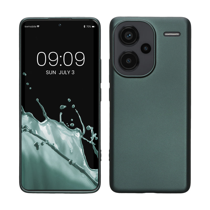 kwmobile Case kompatibel mit Xiaomi Redmi Note 13 Pro+ 5G / Redmi Note 13 Pro Plus 5G Hülle - Schutzhülle aus Silikon metallisch schimmernd - Handyhülle Metallic Petrol Metallic Petrol  