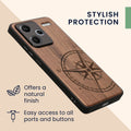 kwmobile Hülle kompatibel mit Xiaomi Redmi Note 13 Pro+ 5G / Redmi Note 13 Pro Plus 5G Hülle - Handy Cover - TPU Handyhülle Kompass Vintage
