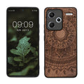 kwmobile Hülle kompatibel mit Xiaomi Redmi Note 13 Pro+ 5G / Redmi Note 13 Pro Plus 5G Hülle - Holz Case - Handy Cover - TPU Handyhülle in Dunkelbraun Indische Sonne Dunkelbraun  [dsg03]