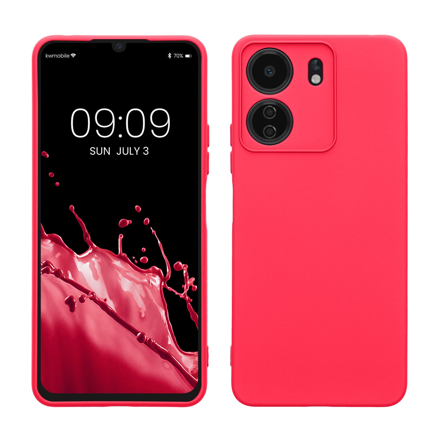 kwmobile Slim Case kompatibel mit Xiaomi Poco C65 / Redmi 13C Hülle - Handyhülle aus Silikon in Neon Pink Neon Pink  