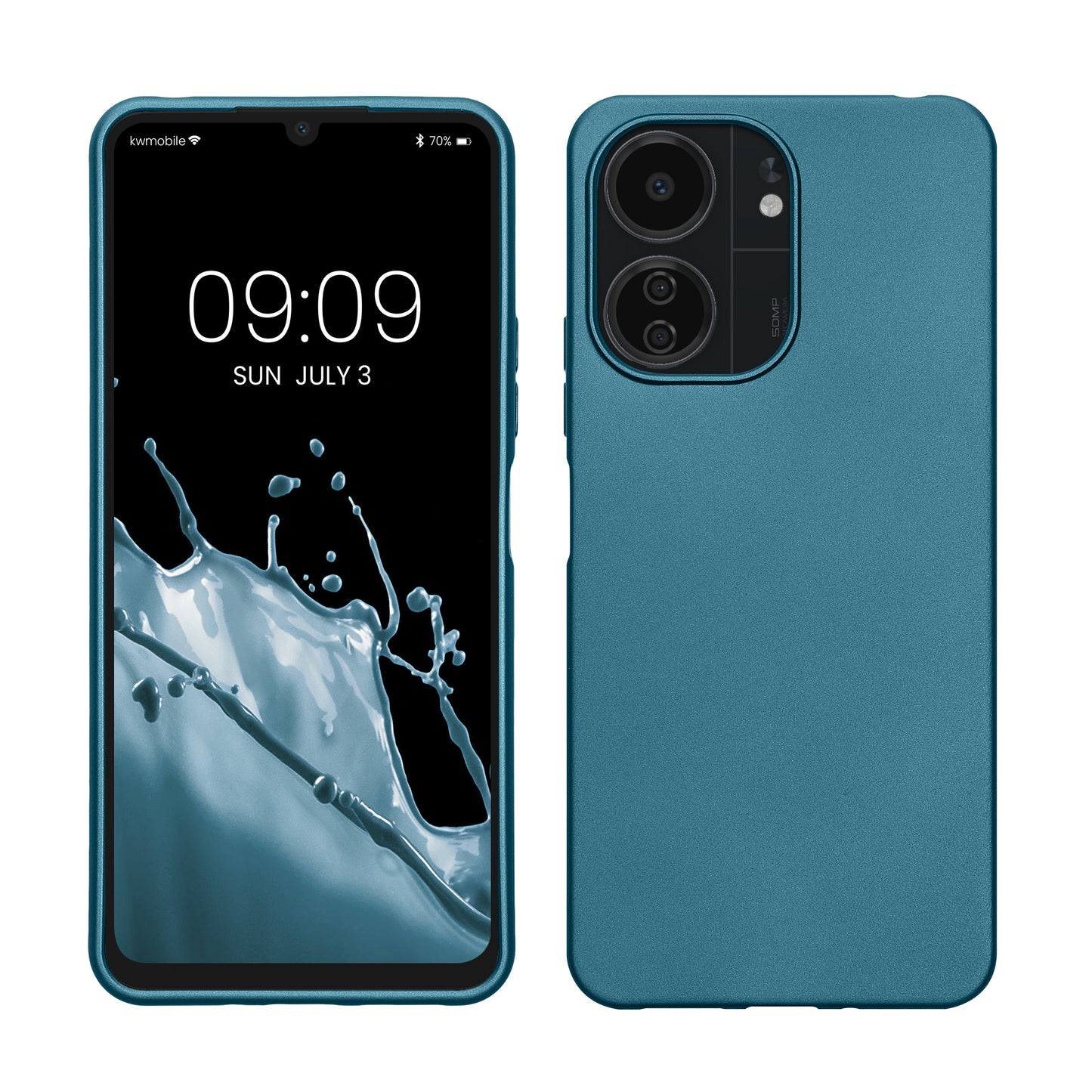 kwmobile Case kompatibel mit Xiaomi Poco C65 / Redmi 13C Hülle - Schutzhülle aus Silikon metallisch schimmernd - Handyhülle Metallic Karibikblau Metallic Karibikblau  