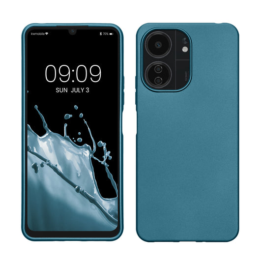 kwmobile Case kompatibel mit Xiaomi Poco C65 / Redmi 13C Hülle - Schutzhülle aus Silikon metallisch schimmernd - Handyhülle Metallic Karibikblau Metallic Karibikblau  