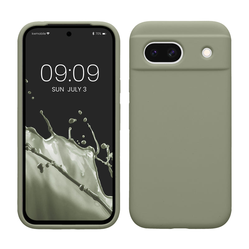 kwmobile Handyhülle für Google Pixel 8a Hülle, für Pixel 8a Case - Hülle Silikon - kabelloses Laden - Graugrün Graugrün  