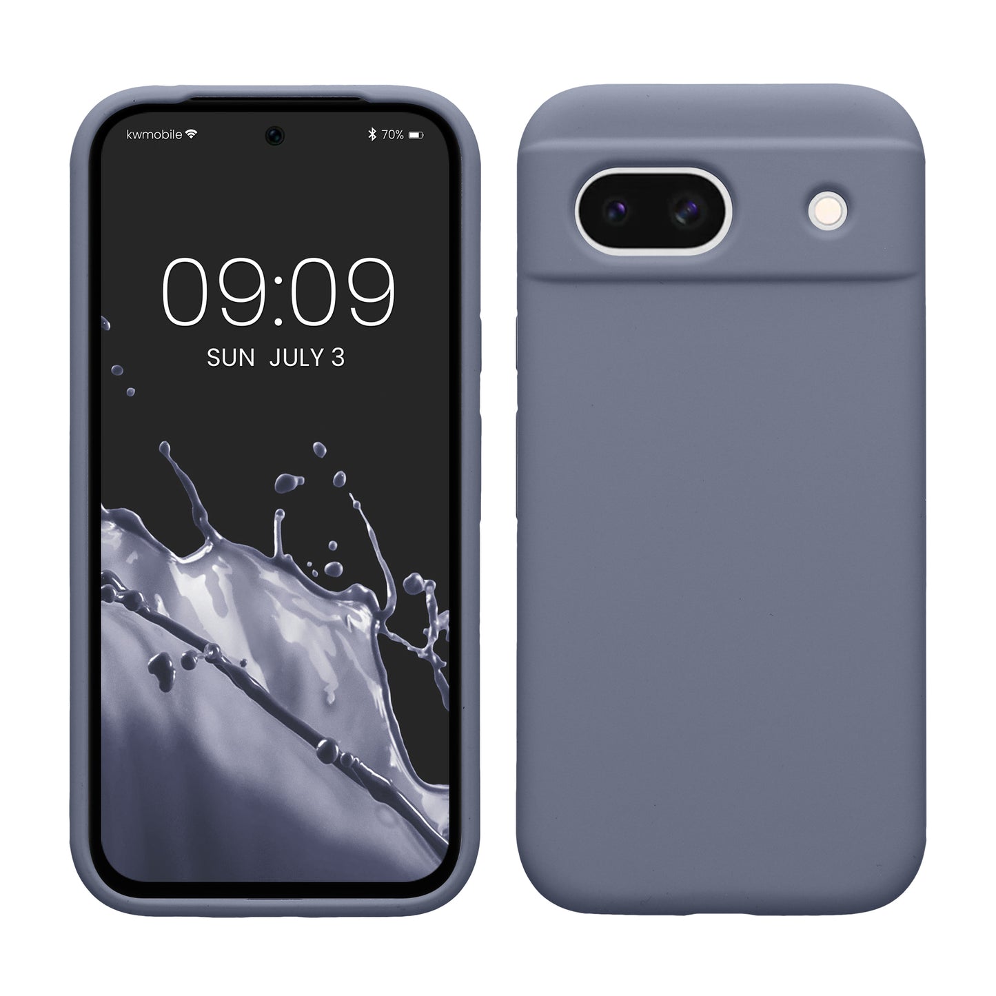 kwmobile Handyhülle für Google Pixel 8a Hülle, für Pixel 8a Case - Hülle Silikon - kabelloses Laden - Blaugrau Blaugrau  
