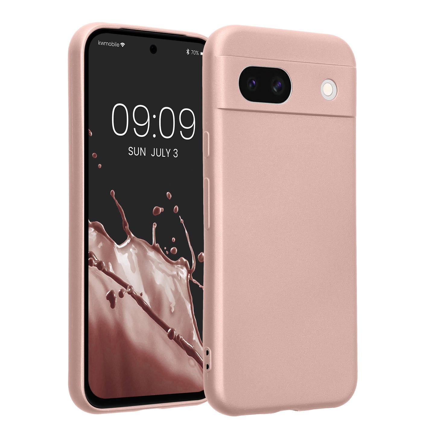 kwmobile Handyhülle kompatibel mit Google Pixel 8a Hülle - weiche Silikon Case metallisch schimmernd in Metallic Rosegold Metallic Rosegold  