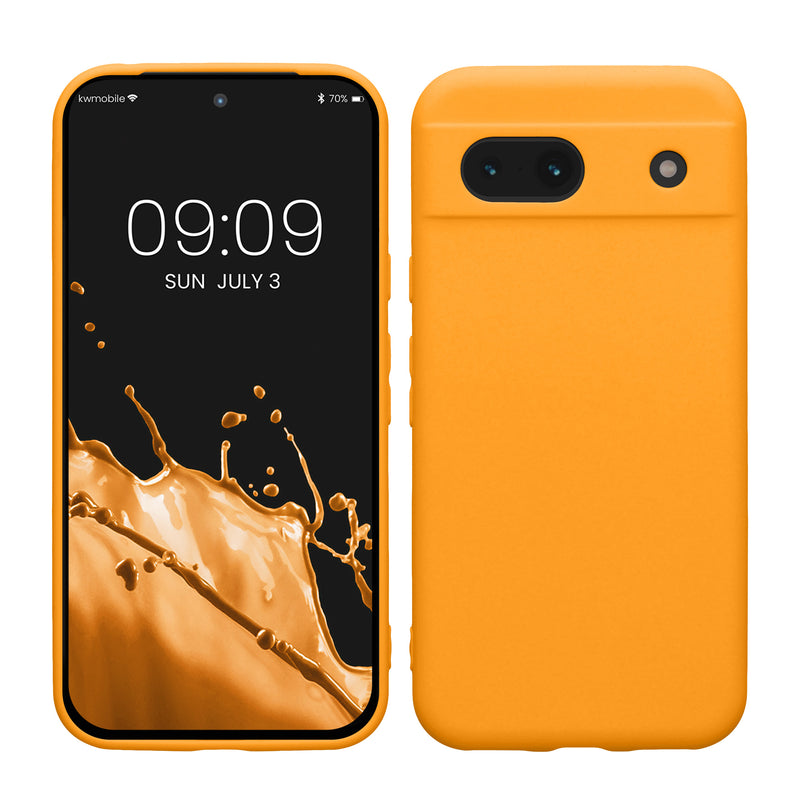 kwmobile Handyhülle kompatibel mit Google Pixel 8a Hülle - Handy Case aus weichem Silikon in Mango Mango  