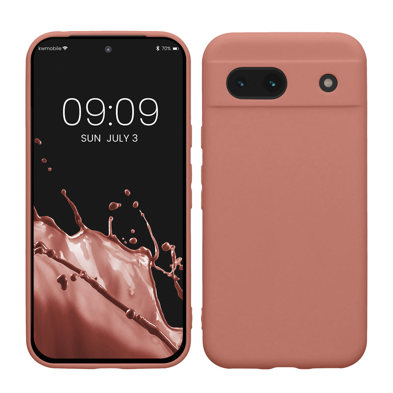 kwmobile Handyhülle kompatibel mit Google Pixel 8a Hülle - Handy Case aus weichem Silikon in Winter Rose Winter Rose  