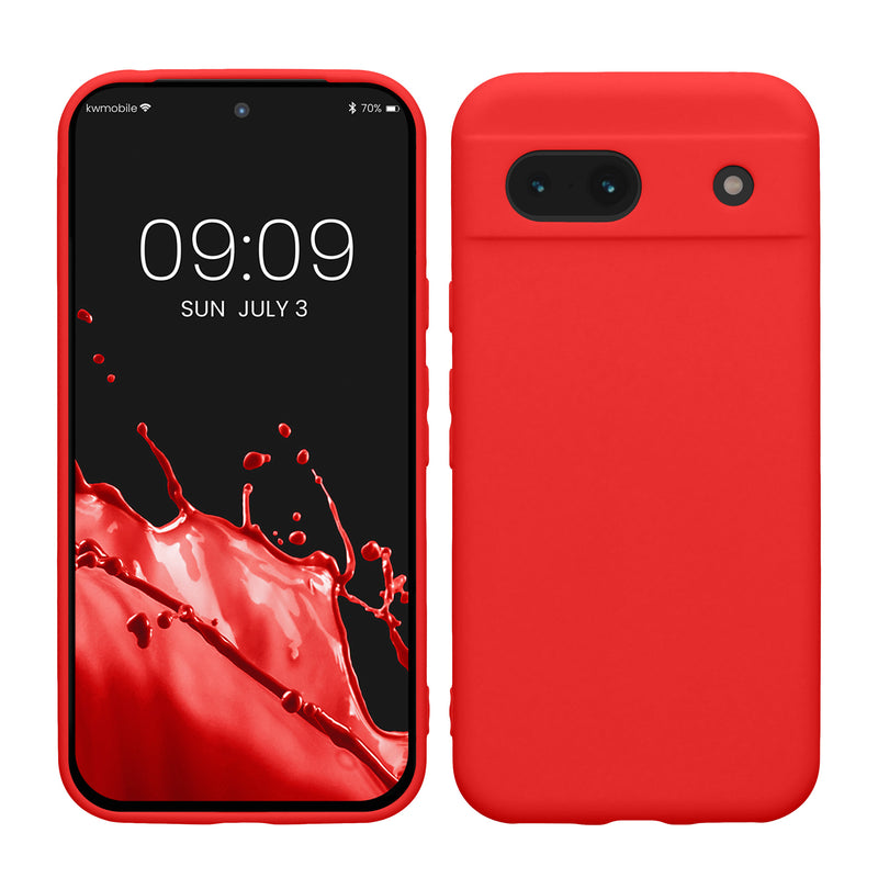 kwmobile Handyhülle kompatibel mit Google Pixel 8a Hülle - Handy Case aus weichem Silikon in Klassisch Rot Klassisch Rot  