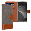 kwmobile Wallet Case kompatibel mit Google Pixel 8a - Hülle mit Ständer - Handyhülle Kartenfächer Hellgrau Braun Hellgrau  [dsg01]