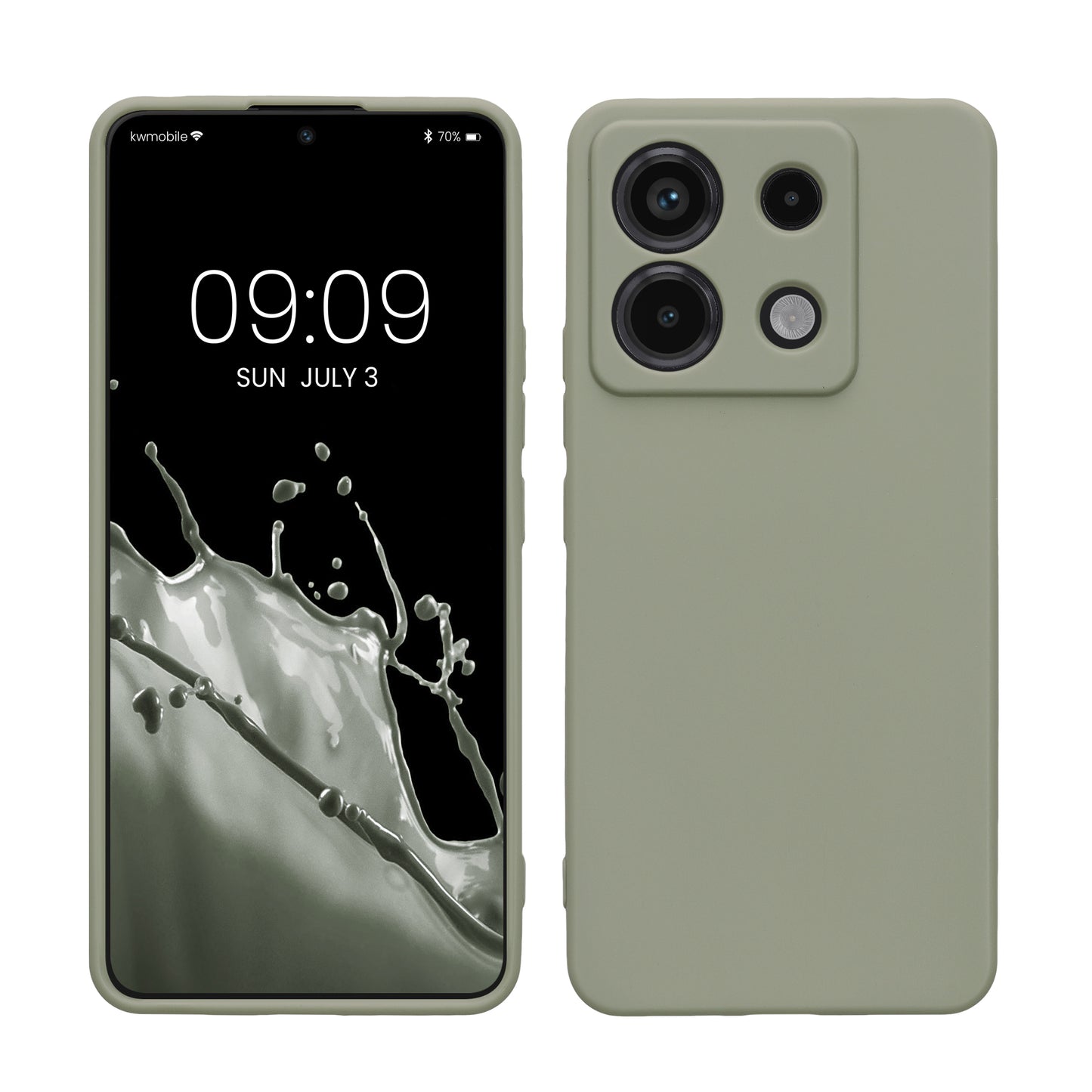 kwmobile Handyhülle kompatibel mit Xiaomi Redmi Note 13 Pro 5G / Poco X6 5G Hülle - Handy Case aus weichem Silikon in Graugrün Graugrün  