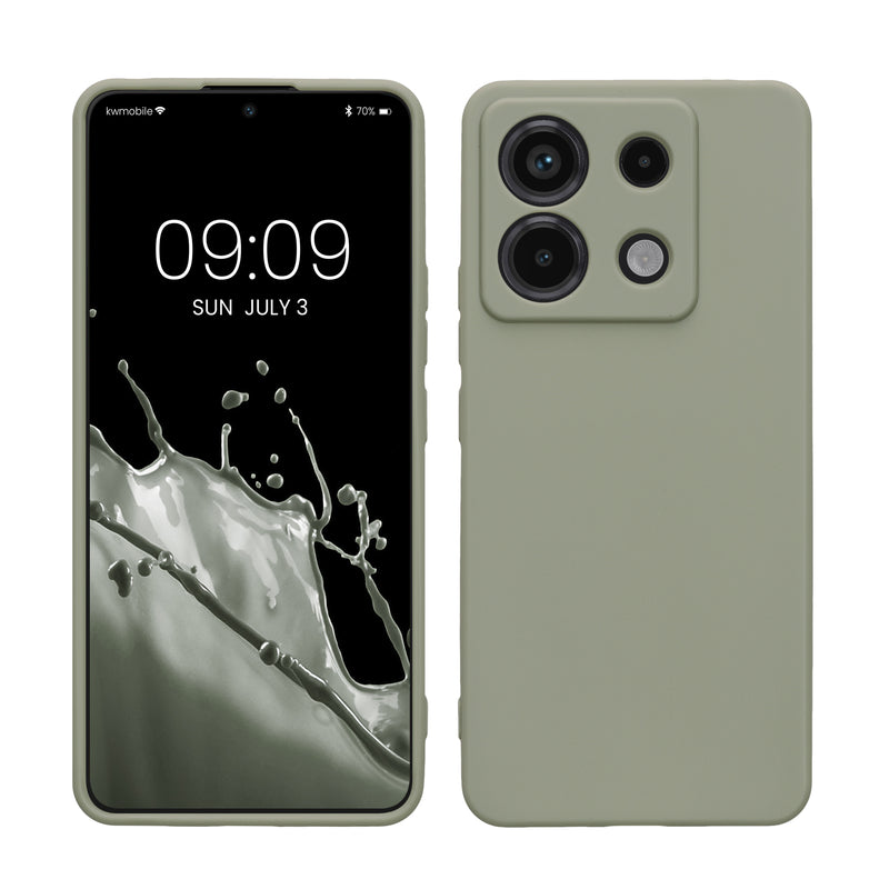 kwmobile Handyhülle kompatibel mit Xiaomi Redmi Note 13 Pro 5G / Poco X6 5G Hülle - Handy Case aus weichem Silikon in Graugrün Graugrün  