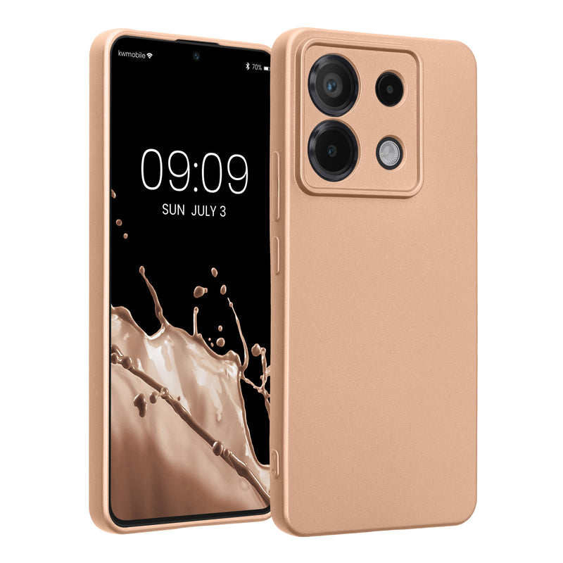 kwmobile Handyhülle kompatibel mit Xiaomi Redmi Note 13 Pro 5G / Poco X6 5G Hülle - weiche Silikon Case metallisch schimmernd in Metallic Gold Metallic Gold  