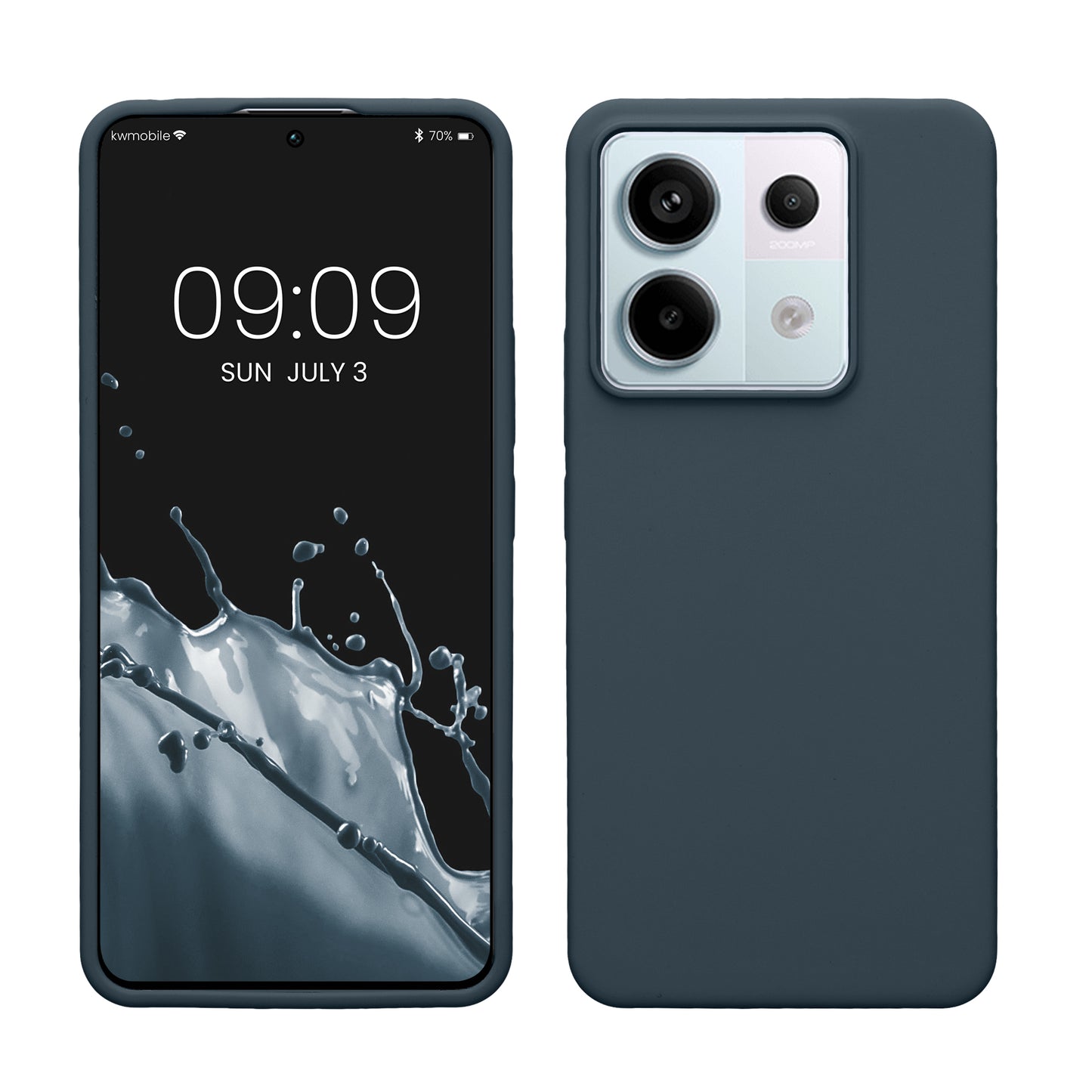 kwmobile Hülle kompatibel mit Xiaomi Redmi Note 13 Pro 5G / Poco X6 5G Hülle - Silikon Handy Case - Handyhülle weiche Oberfläche - kabelloses Laden - Dunkler Schiefer Dunkler Schiefer  