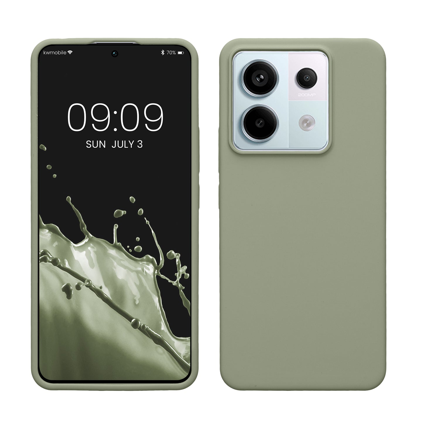 kwmobile Hülle kompatibel mit Xiaomi Redmi Note 13 Pro 5G / Poco X6 5G Hülle - Silikon Handy Case - Handyhülle weiche Oberfläche - kabelloses Laden - Graugrün Graugrün  