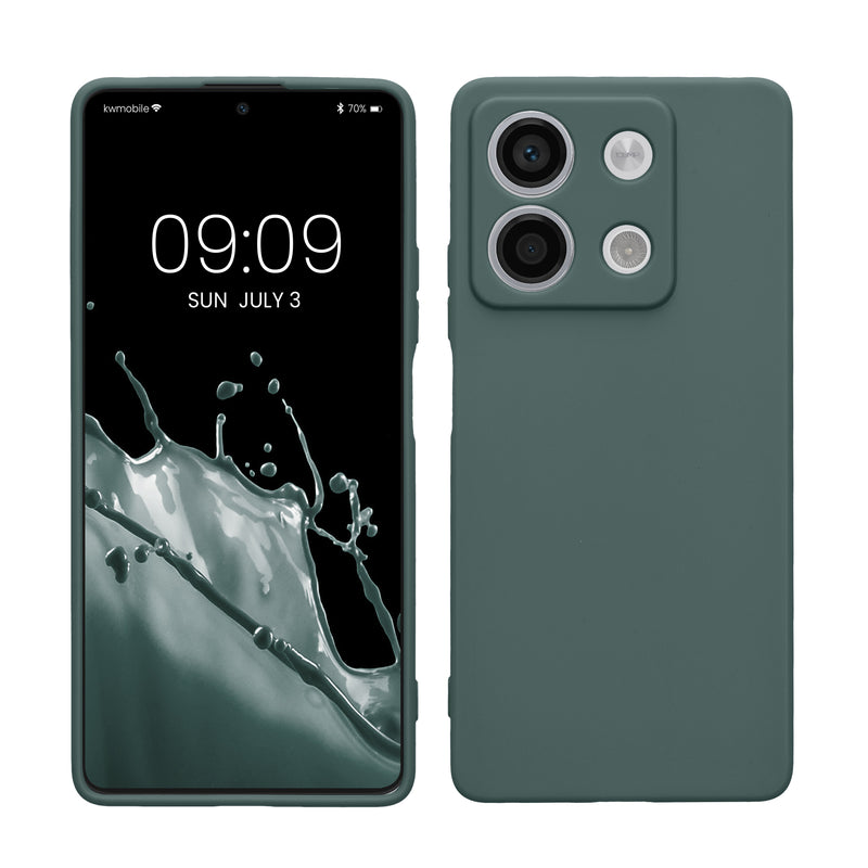 kwmobile Handyhülle kompatibel mit Xiaomi Redmi Note 13 5G Hülle - Handy Case aus weichem Silikon in Blaugrün Blaugrün  