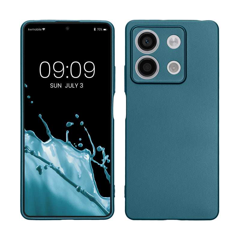 kwmobile Case kompatibel mit Xiaomi Redmi Note 13 5G Hülle - Schutzhülle aus Silikon metallisch schimmernd - Handyhülle Metallic Karibikblau Metallic Karibikblau  