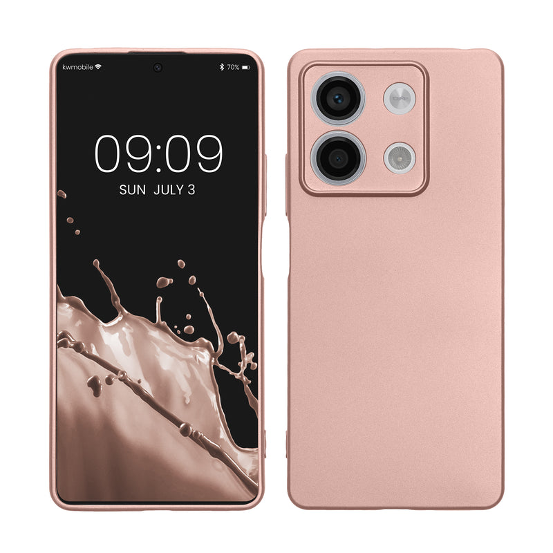 kwmobile Case kompatibel mit Xiaomi Redmi Note 13 5G Hülle - Schutzhülle aus Silikon metallisch schimmernd - Handyhülle Metallic Rosegold Metallic Rosegold  