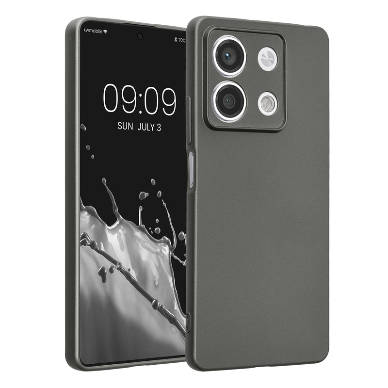 kwmobile Handyhülle kompatibel mit Xiaomi Redmi Note 13 5G Hülle - weiche Silikon Case metallisch schimmernd in Metallic Grau Metallic Grau  