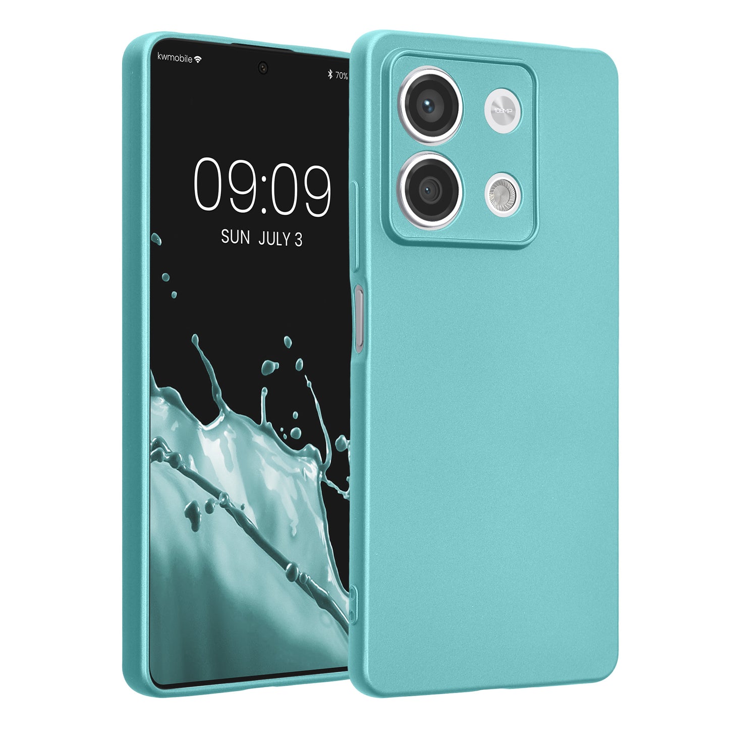 kwmobile Handyhülle kompatibel mit Xiaomi Redmi Note 13 5G Hülle - weiche Silikon Case metallisch schimmernd in Metallic Mintgrün Metallic Mintgrün  