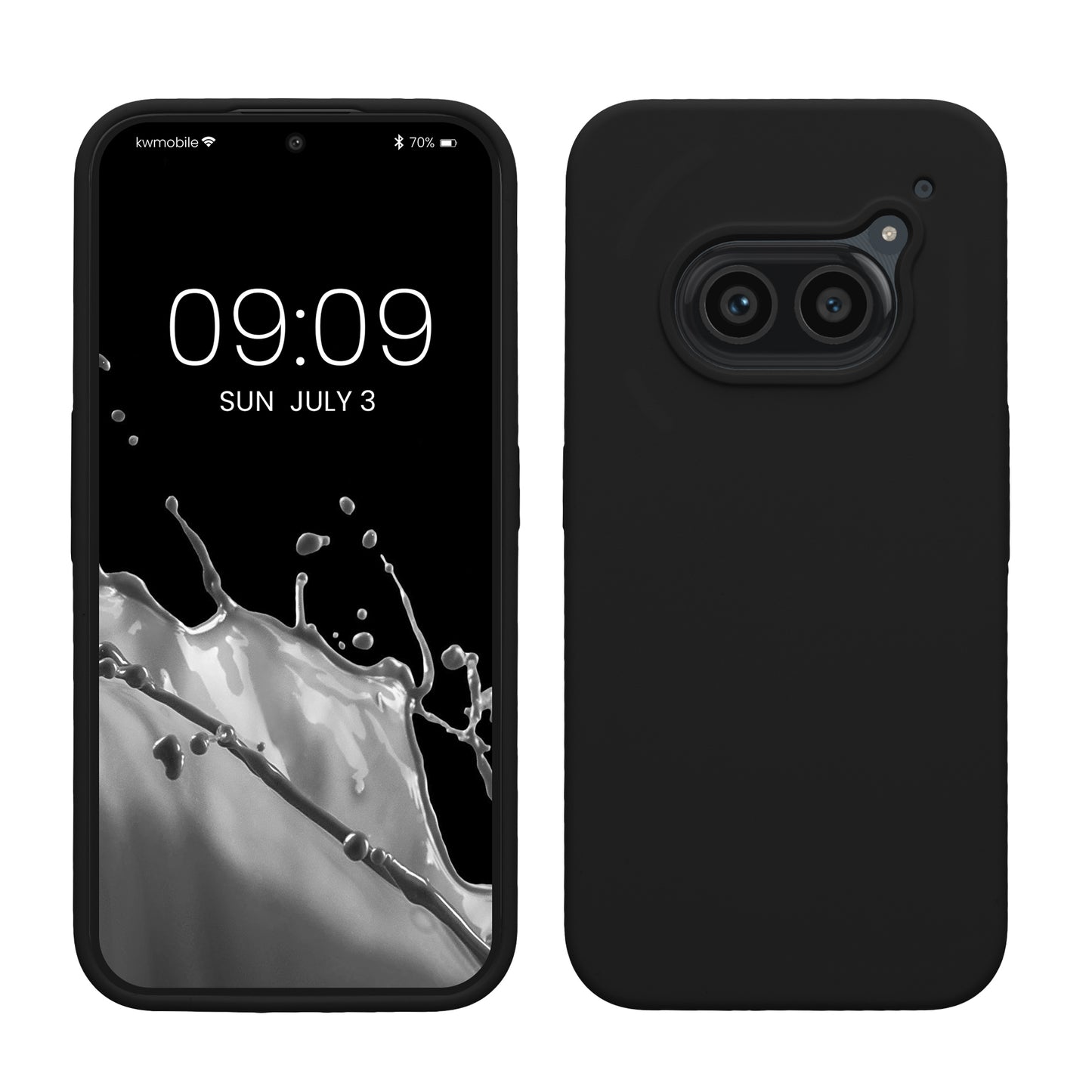 kwmobile Hülle kompatibel mit Nothing Phone 2a / Phone 2a Plus Hülle - Silikon Handy Case - Handyhülle weiche Oberfläche - kabelloses Laden - Schwarz Schwarz  