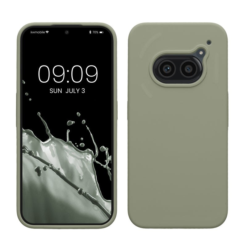 kwmobile Hülle kompatibel mit Nothing Phone 2a / Phone 2a Plus Hülle - Silikon Handy Case - Handyhülle weiche Oberfläche - kabelloses Laden - Graugrün Graugrün  