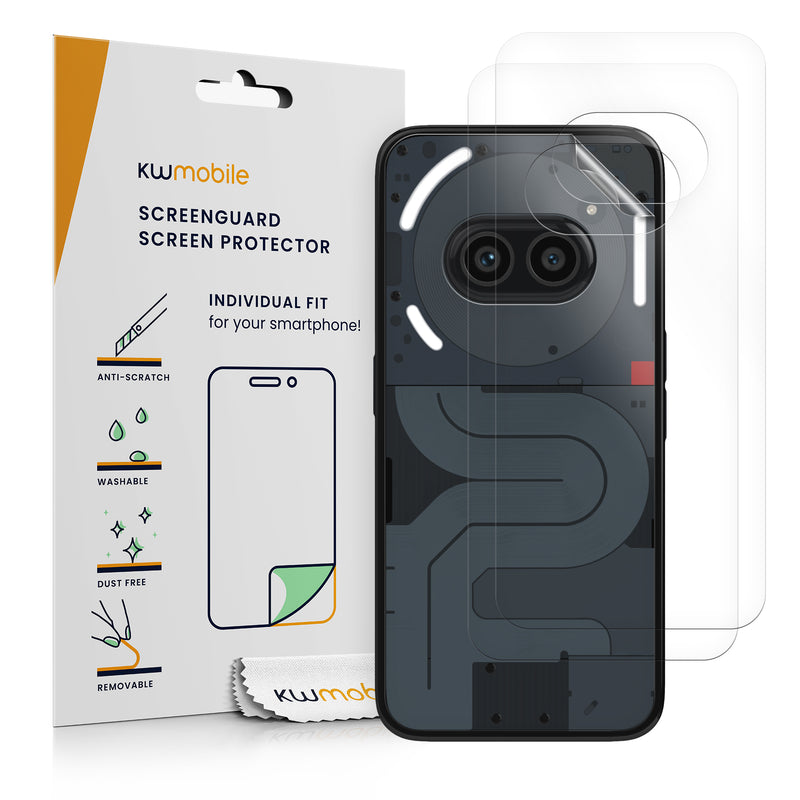kwmobile 3x Schutzfolie Rückseite kompatibel mit Nothing Phone 2a / Phone 2a Plus - Folie Backcover Smartphone - Handyfolie transparent Transparent  