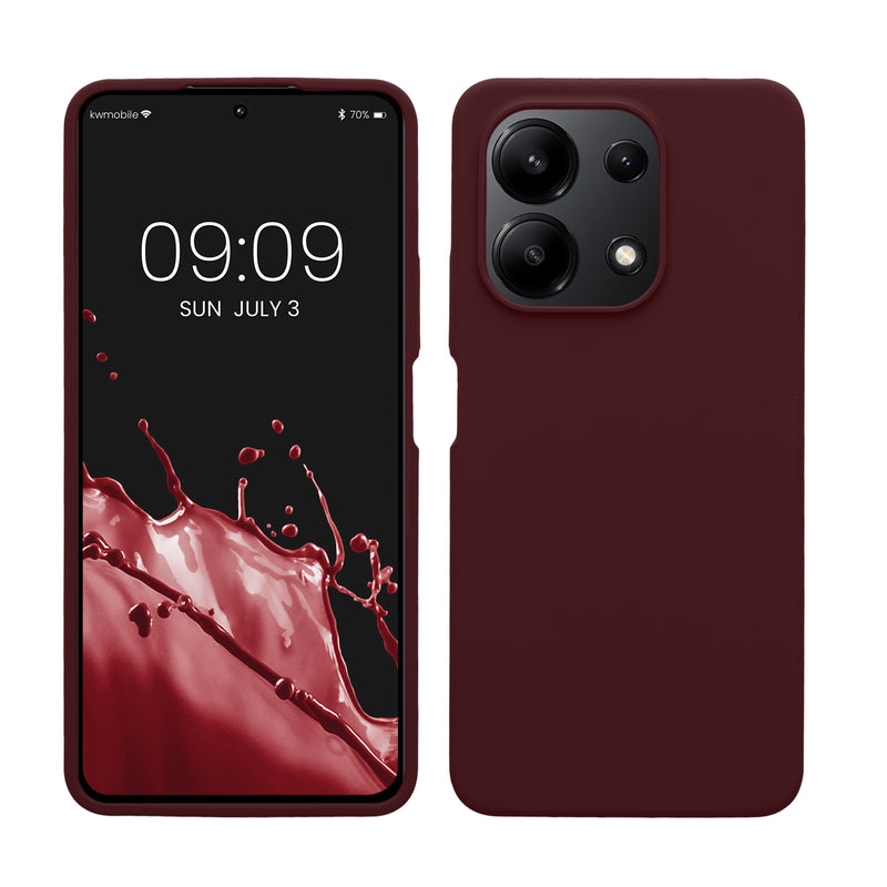 kwmobile Hülle kompatibel mit Xiaomi Redmi Note 13 4G Hülle - Silikon Handy Case - Handyhülle weiche Oberfläche - kabelloses Laden - Bordeaux Violett Bordeaux Violett  