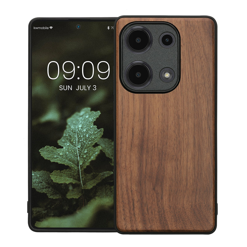 Holzhülle mit TPU Bumper für Xiaomi Redmi Note 13 Pro 4G Walnussholz