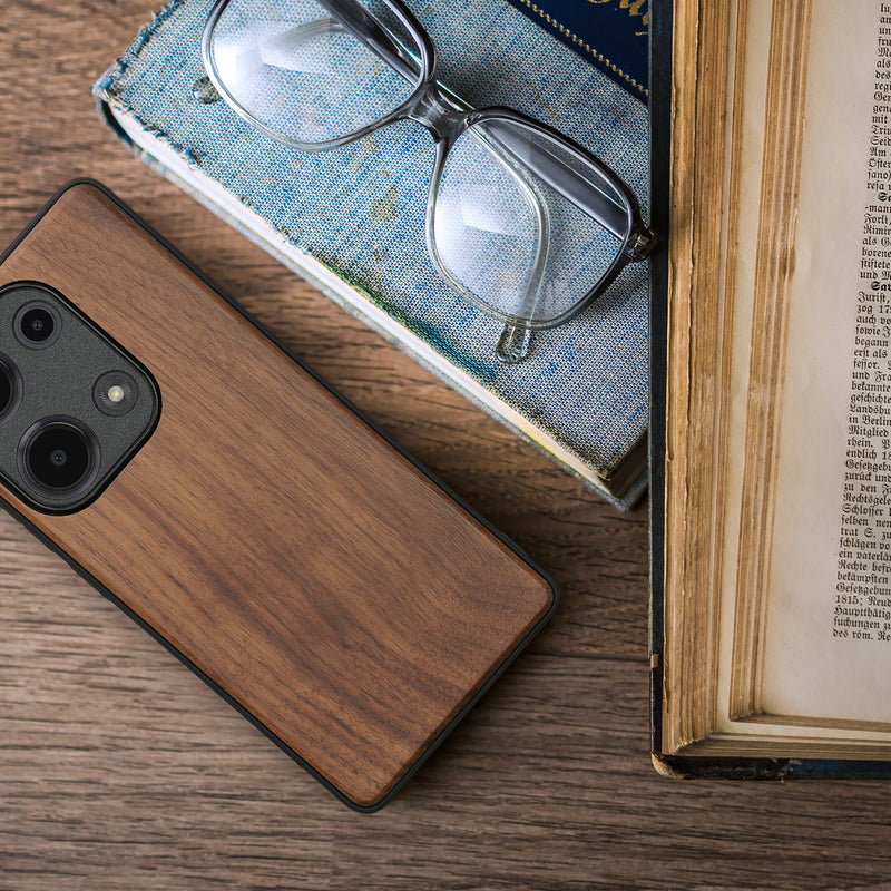Holzhülle mit TPU Bumper für Xiaomi Redmi Note 13 Pro 4G Walnussholz