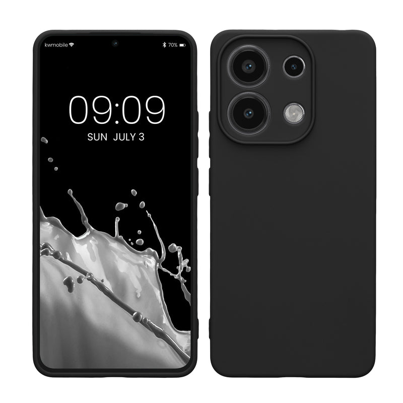 kwmobile Handyhülle kompatibel mit Xiaomi Redmi Note 13 4G Hülle - Handy Case aus weichem Silikon in Schwarz matt Schwarz matt  