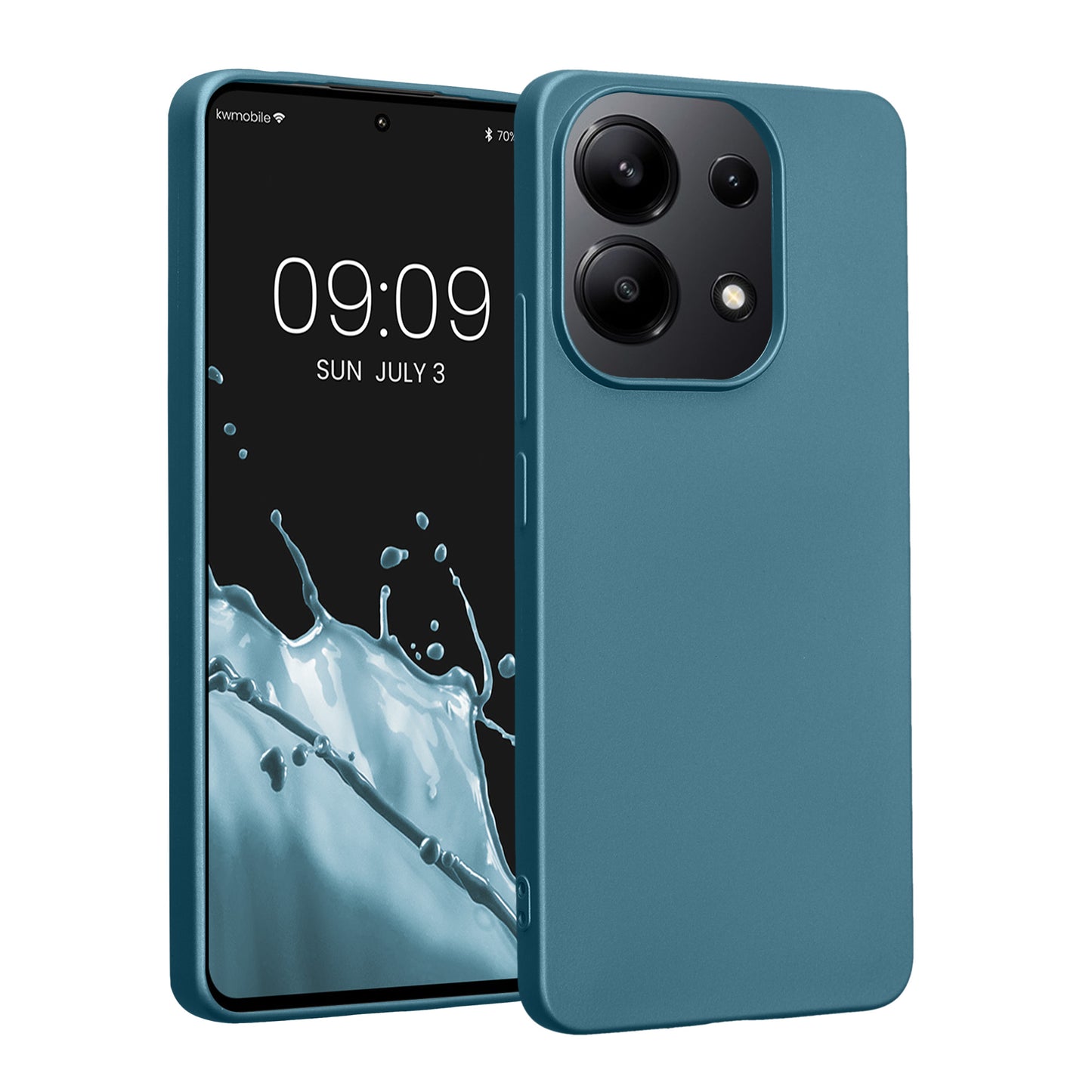 kwmobile Case kompatibel mit Xiaomi Redmi Note 13 4G Hülle - Schutzhülle aus Silikon metallisch schimmernd - Handyhülle Metallic Karibikblau Metallic Karibikblau  
