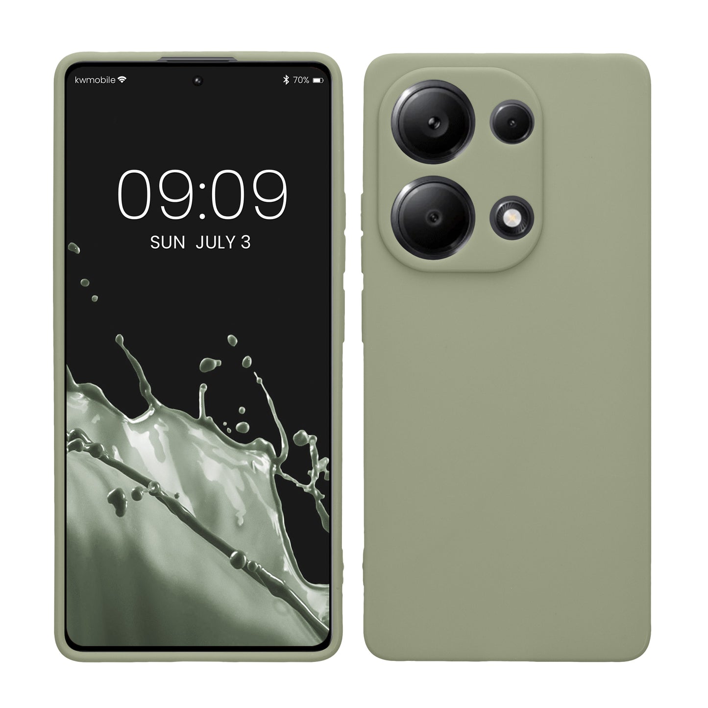 kwmobile Handyhülle kompatibel mit Xiaomi Redmi Note 13 Pro 4G Hülle - Handy Case aus weichem Silikon in Graugrün Graugrün  