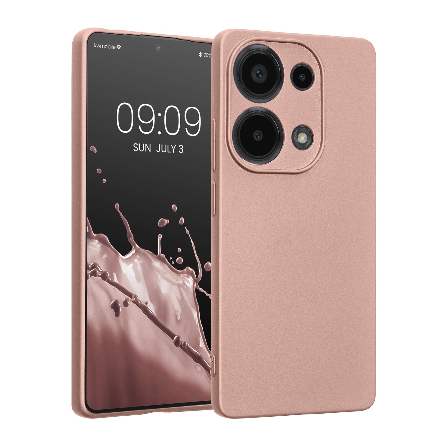 kwmobile Handyhülle kompatibel mit Xiaomi Redmi Note 13 Pro 4G Hülle - weiche Silikon Case metallisch schimmernd in Metallic Rosegold Metallic Rosegold  