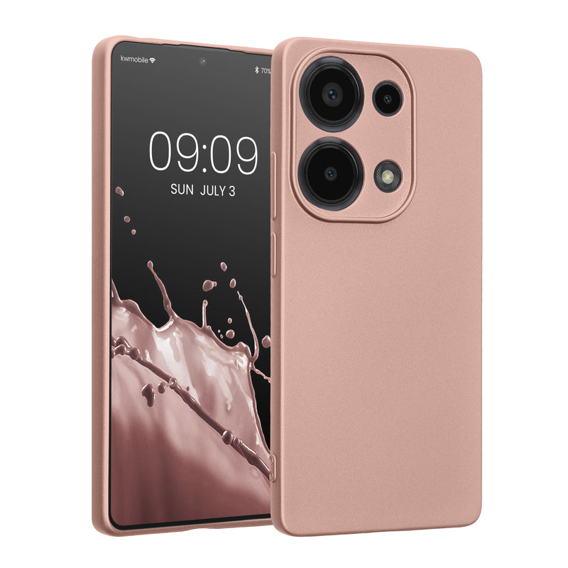 kwmobile Handyhülle kompatibel mit Xiaomi Redmi Note 13 Pro 4G Hülle - weiche Silikon Case metallisch schimmernd in Metallic Rosegold Metallic Rosegold  