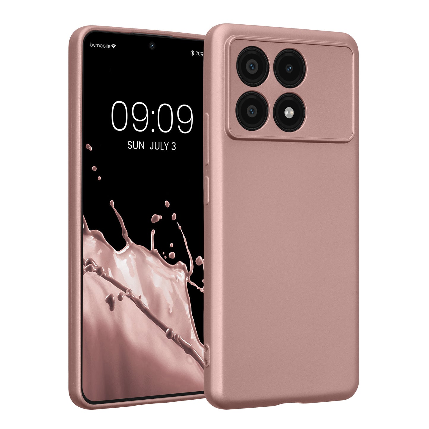 kwmobile Handyhülle kompatibel mit Xiaomi Poco X6 Pro 5G Hülle - weiche Silikon Case metallisch schimmernd in Metallic Rosegold Metallic Rosegold  