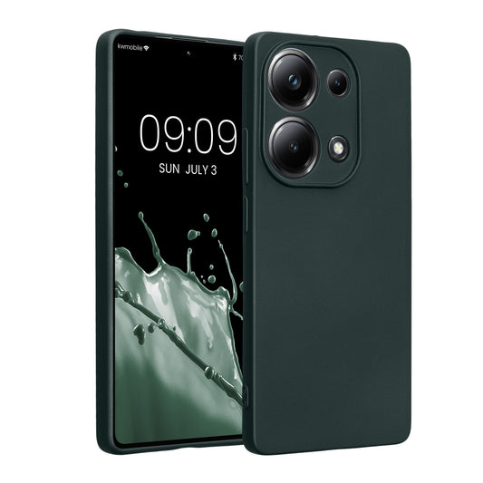 kwmobile Handyhülle kompatibel mit Xiaomi Poco M6 Pro (4G) Hülle - weiche Silikon Case metallisch schimmernd in Metallic Petrol Metallic Petrol  