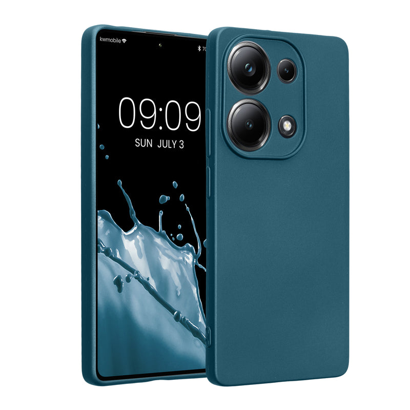 kwmobile Handyhülle kompatibel mit Xiaomi Poco M6 Pro (4G) Hülle - weiche Silikon Case metallisch schimmernd in Metallic Karibikblau Metallic Karibikblau  